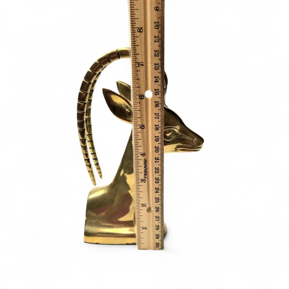 Solid Brass Gazellle Bookends. - Picture 7 of 8